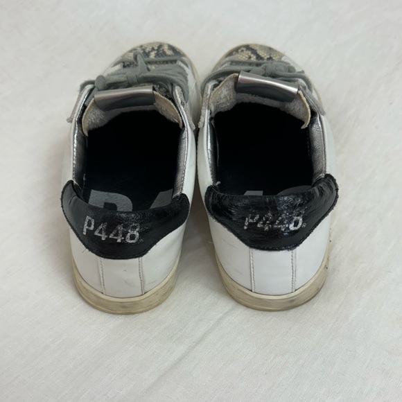 P448 John Python-Print Leather Low Top Sneakers Size 37 US 7 Classic Designer - Picture 15 of 16